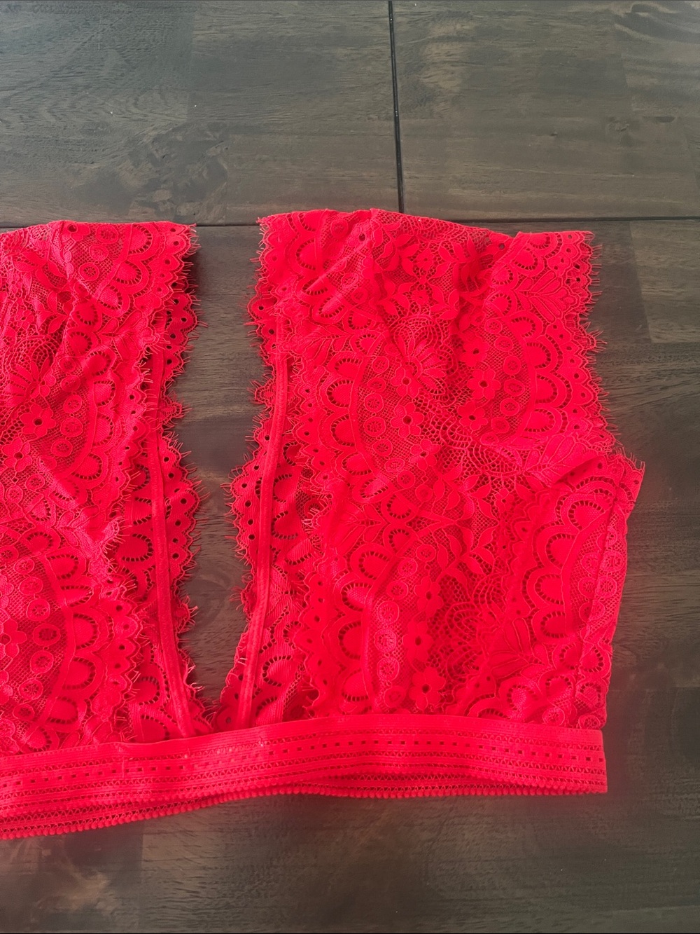 Free People Large Red Lace Plunge Bralette Top free people intimately like new - Picture 8 of 13